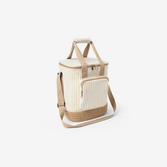 Bolsa térmica para picnic em juta Isla listrada bege 40x32 cm