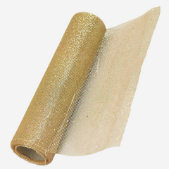 Rolo de tela em tecido glitter dourado 48x4,50 cm