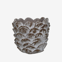 Vaso pinha em cimento marrom 17x16 cm