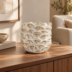 Vaso pinha em cimento marrom 21x19 cm