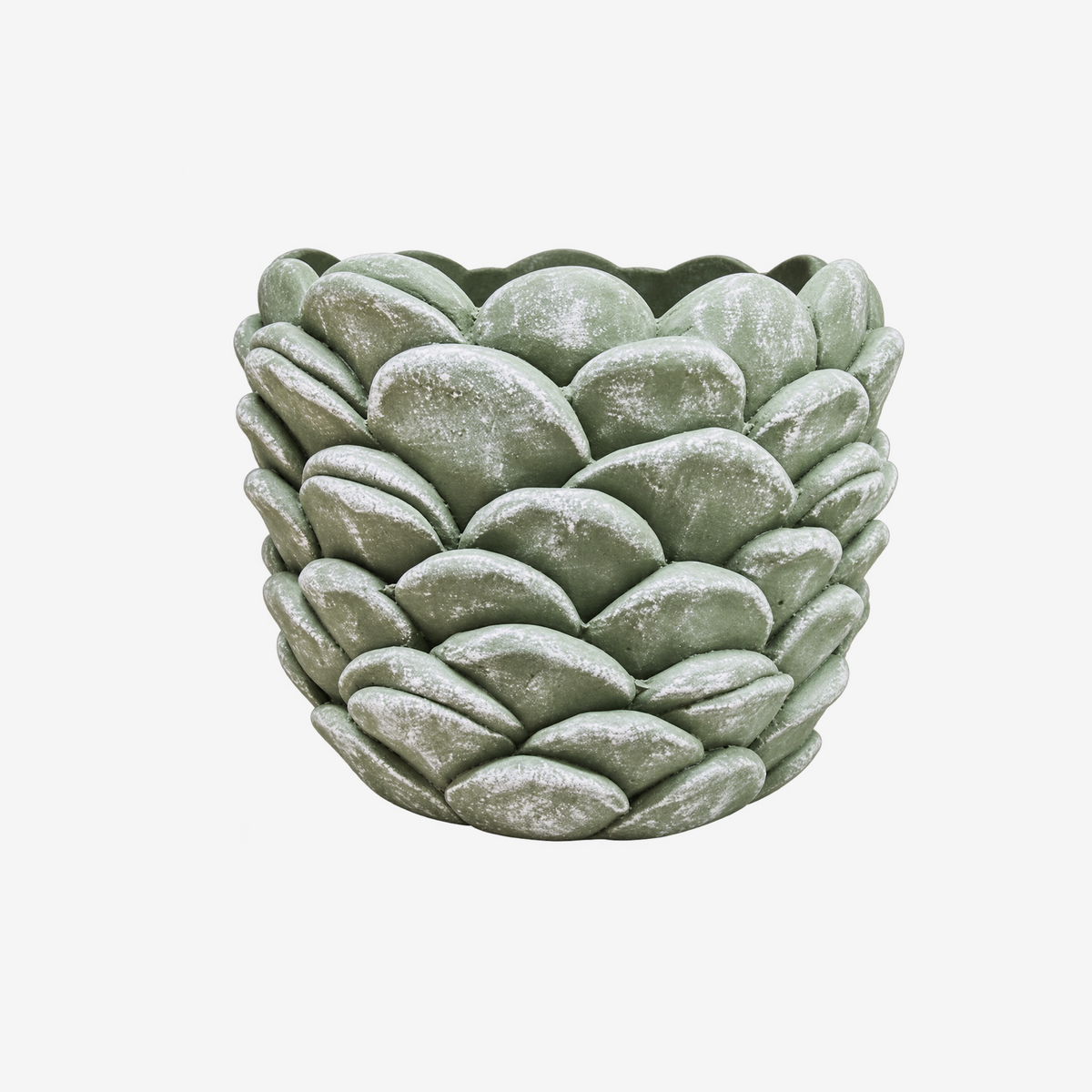 Vaso pinha em cimento verde 21x19 cm