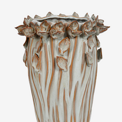 Vaso folhas em cerâmica verde 31x20 cm