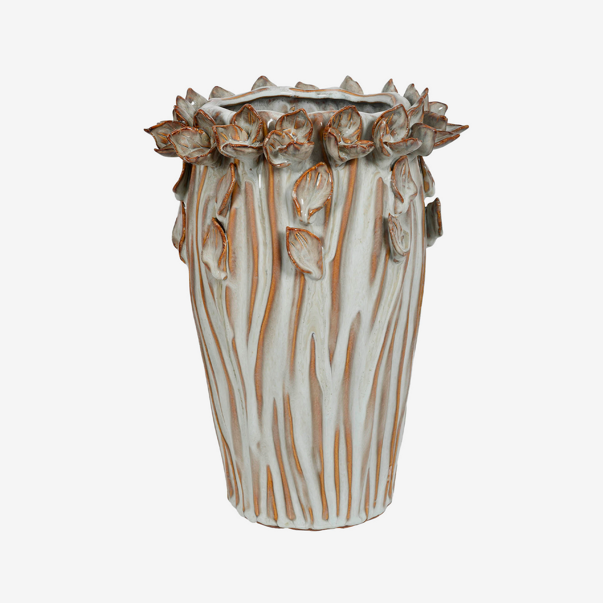 Vaso folhas em cerâmica verde 31x20 cm
