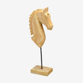 Escultura Cavalo de madeira caramelo  53x23 cm