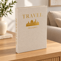Livro caixa Jerusalém em MDF bege 34x25 cm