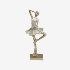 Escultura Bailarina Passé em resina bege 23x09 cm