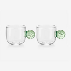 Jogo de xícara para café em vidro Esfera verde 2 peças 90 ml