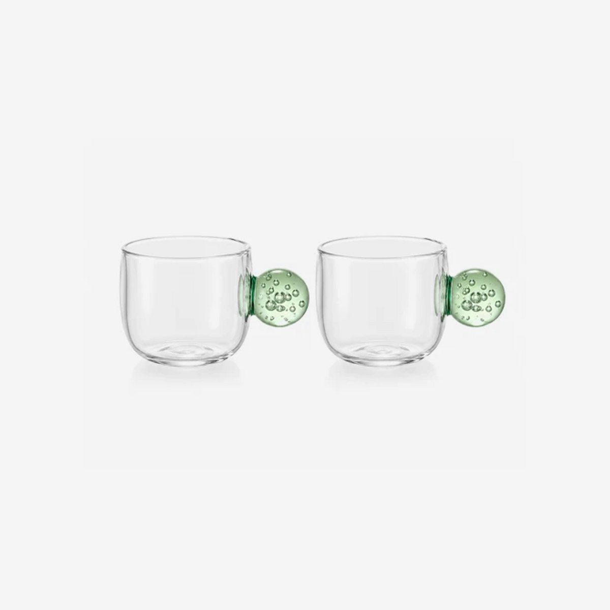 Jogo de xícara para café em vidro Esfera verde 2 peças 90 ml