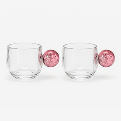 Jogo de xícara para café em vidro Esfera rosa 2 peças 90 ml