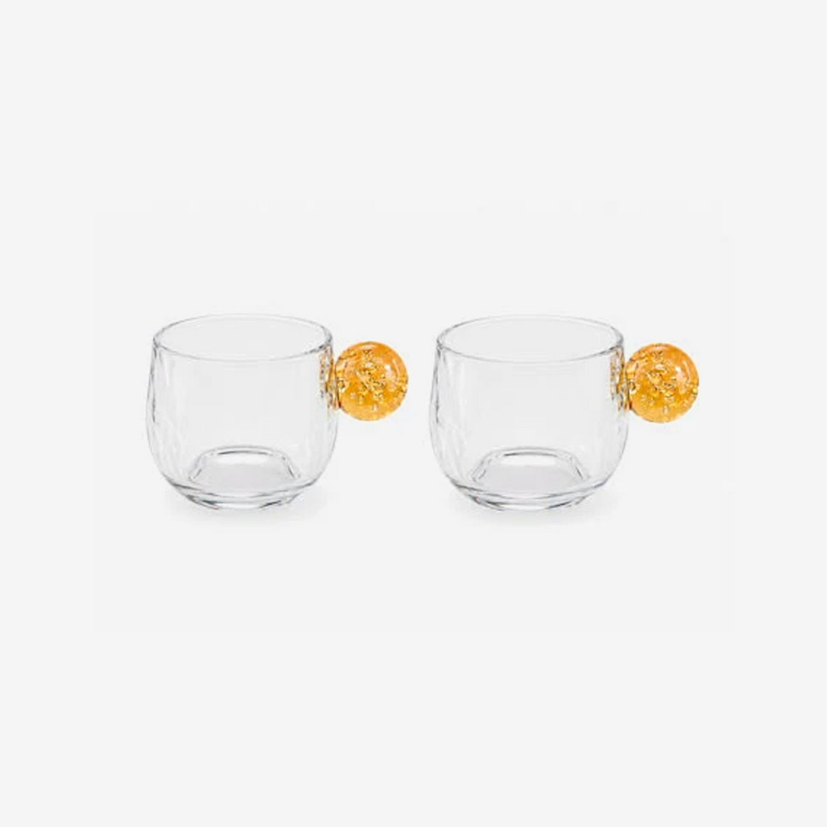 Jogo de xícara para café em vidro Esfera âmbar 2 peças 90 ml