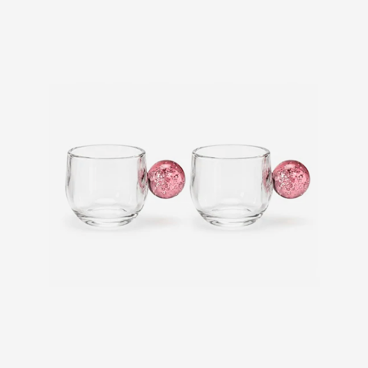 Jogo de xícara para café em vidro Esfera rosa 2 peças 90 ml