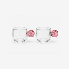 Jogo de xícara para café em vidro Esfera rosa 2 peças 90 ml