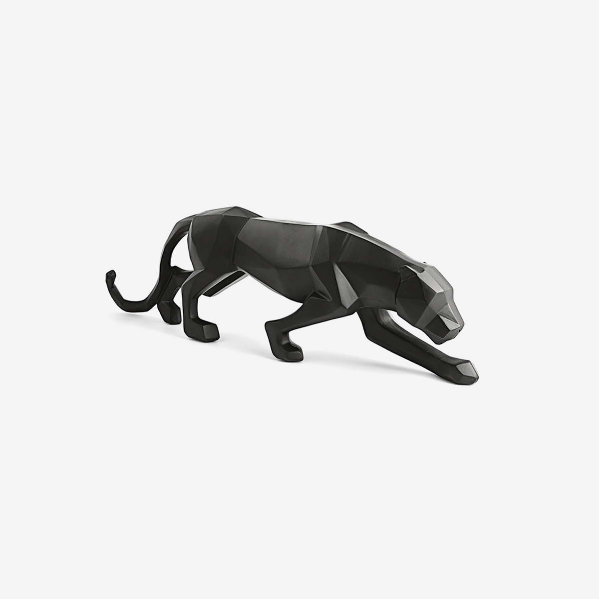 Escultura Leopardo em Poliresina Preto 61x18 cm