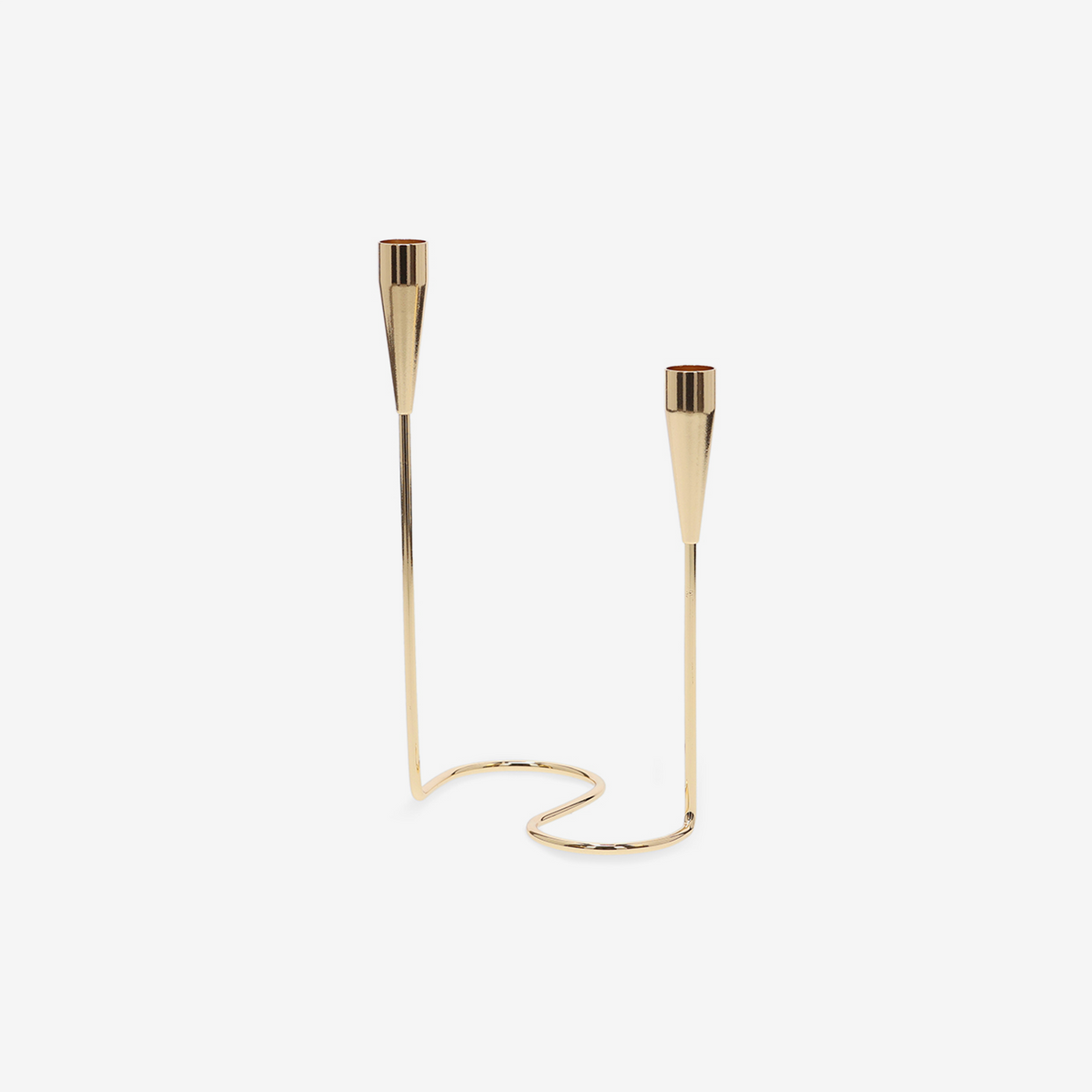 Castiçal em metal de duas velas dourado 28x17 cm
