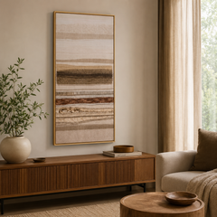 Quadro em linho e PS Horizonte bege 50x100 cm