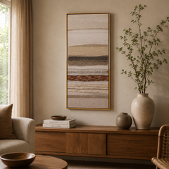 Quadro em linho e PS Horizonte bege 50x100 cm