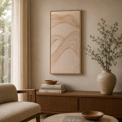 Quadro em Canvas e PS Serena bege 50x100 cm