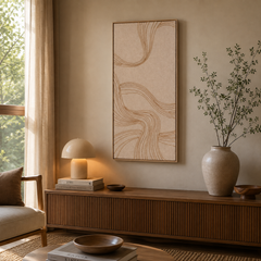 Quadro em Canvas e PS Serena bege 50x100 cm