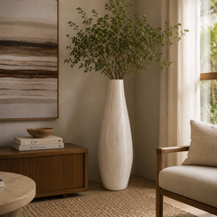 Vaso em fibra de vidro Alba off white 26x74 cm
