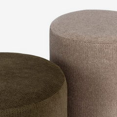 Kit puffs em MDF e veludo Enlace verde e bege 2 peças