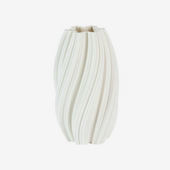 Vaso em cerâmica Anel tridimensional branco 34x12 cm