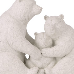Escultura família de ursos em poliresina off white 24x20 cm