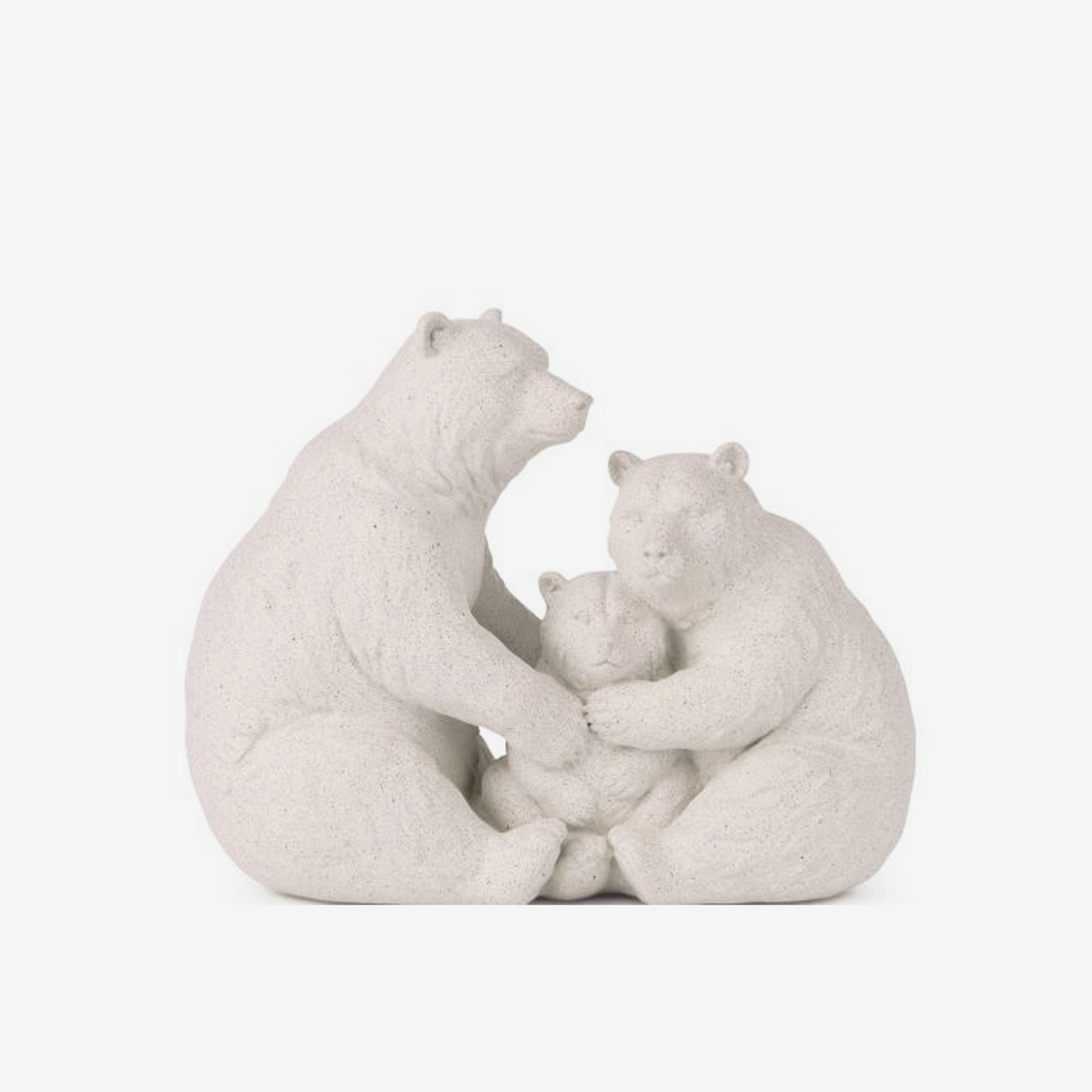 Escultura família de ursos em poliresina off white 24x20 cm