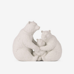 Escultura família de ursos em poliresina off white 24x20 cm
