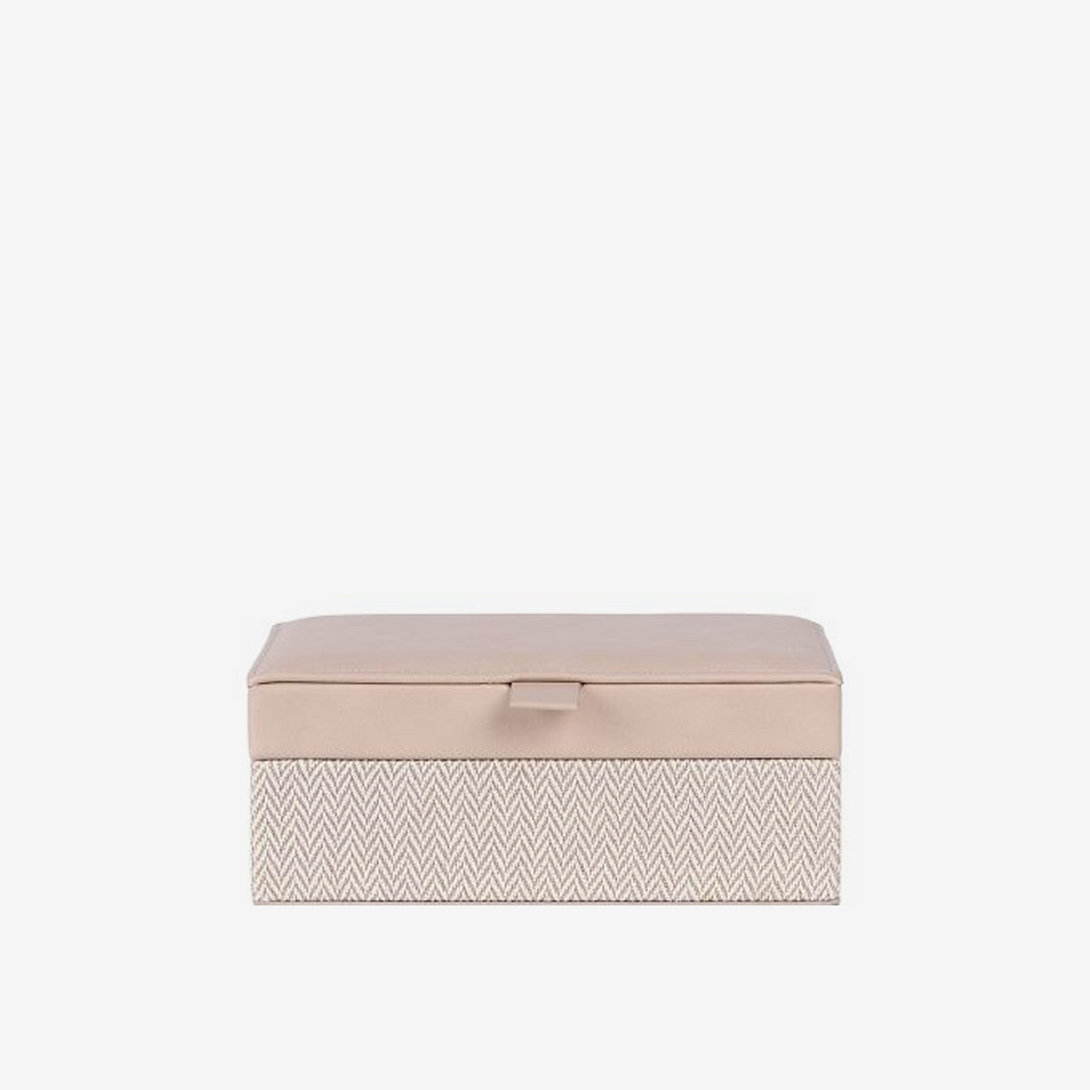 Caixa em MDF revestida em PU Zig Zag bege 18x12 cm