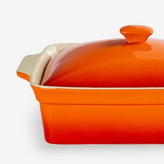 Caçarola retangular em cerâmica degradê laranja 37x24 cm