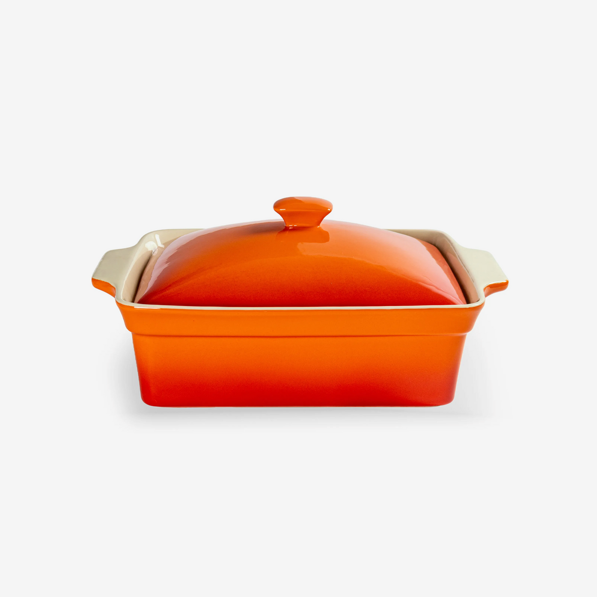 Caçarola retangular em cerâmica degradê laranja 37x24 cm