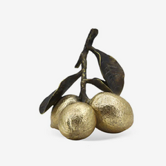 Escultura limão siciliano em resina dourado 22x16 cm
