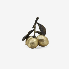 Escultura limão siciliano em resina dourado 22x16 cm