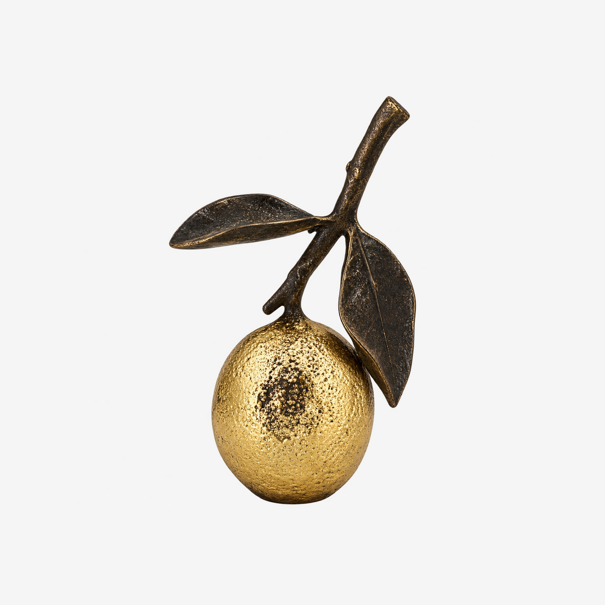 Escultura limão siciliano em resina dourado 10x21 cm