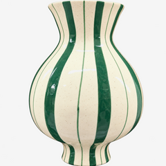 Vaso em cerâmica Botânica off white e verde 21x28 cm