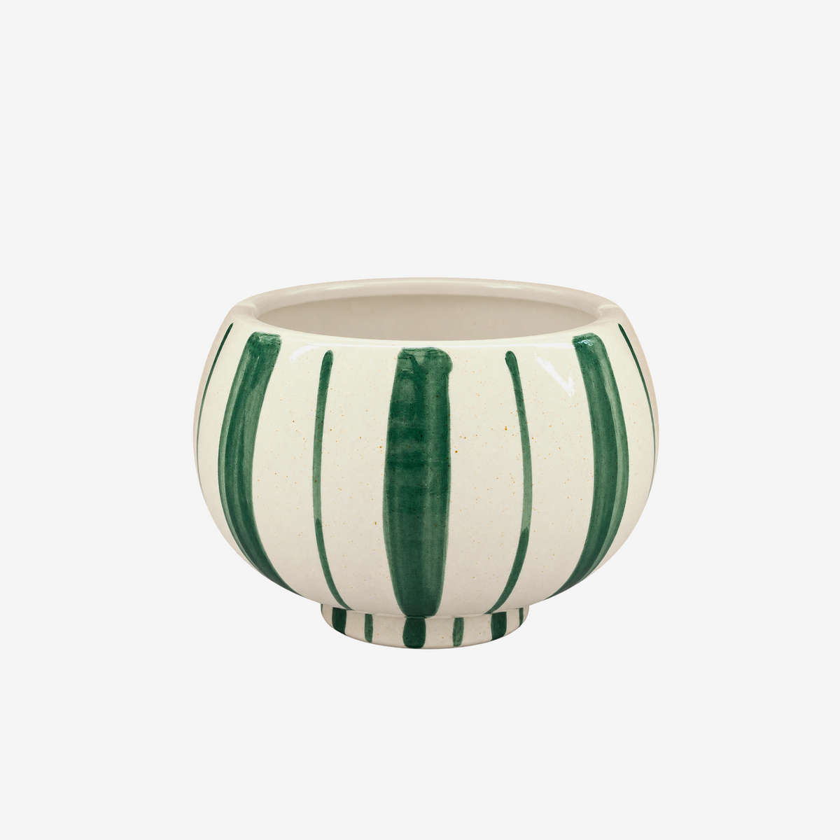 Vaso em cerâmica Botânica off white e verde 17x13 cm