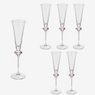 Jogo de taças para champanhe em vidro Diamente rosa 195 ml 6 peças