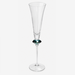 Jogo de taças para champanhe em vidro Diamante verde 195 ml 6 peças