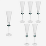 Jogo de taças para champanhe em vidro Diamante verde 195 ml 6 peças