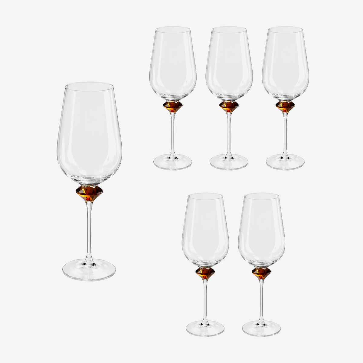Jogo de taças para vinho em vidro Diamante âmbar 645 ml 6 peças