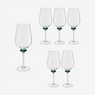 Jogo de taças para vinho em vidro Diamante verde 645 ml 6 peças