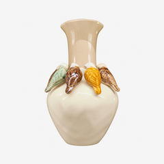 Vaso em cerâmica Recanto Pássaros bege 28x41 cm