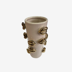 Vaso em cerâmica Bocas bege 12x32 cm