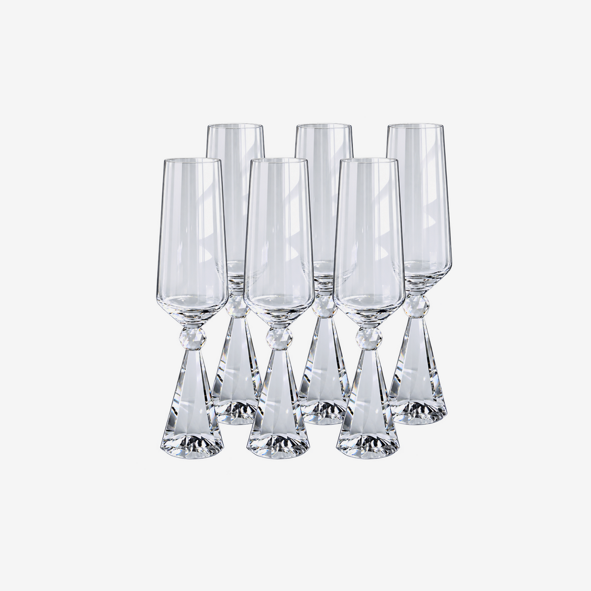 Jogo de taças para champanhe em vidro Diamond 305 ml 6 peças