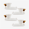 Jogo de xícaras com pires para café em New bone Papillon filete dourado 80 ml 8 peças