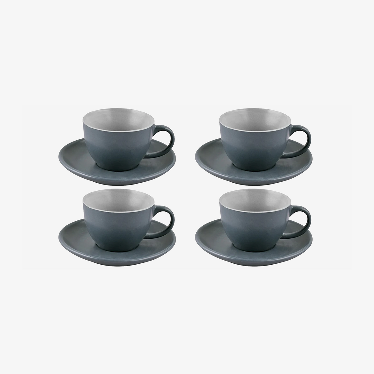 Jogo de xícaras com pires para café Ereditá em cerâmica steel blue 8 peças 85 ml