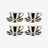 Jogo de xícaras com pires para café em New bone Aurine filete dourado 90 ml 8 peças