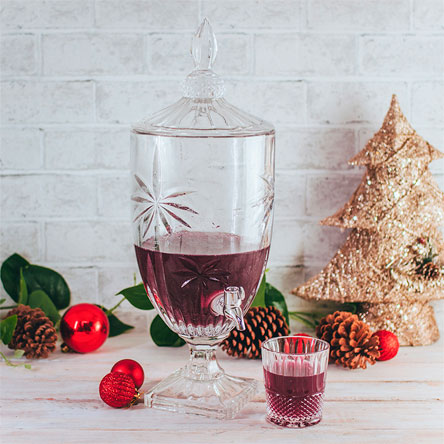 Dispenser suqueira de cristal Palm tree com pé e tampa 4,65 litros