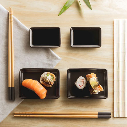 小物 Shimizu sama Conjunto para sushi em bambu e cerâmica Saitama 7 peças 5462