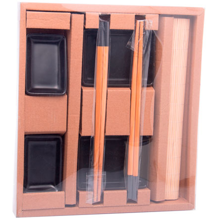 Conjunto para sushi em bambu e cerâmica Saitama 7 peças 5462